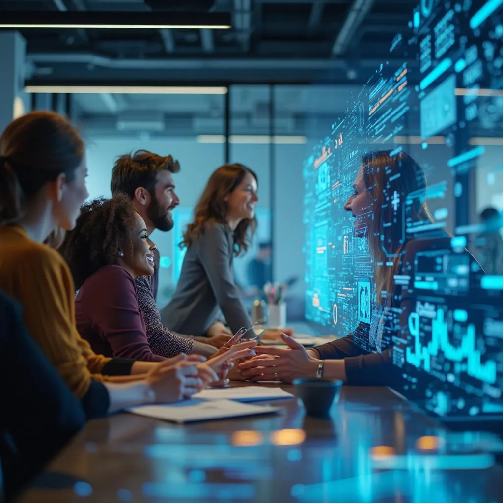 Équipe innovante travaillant sur des solutions IA